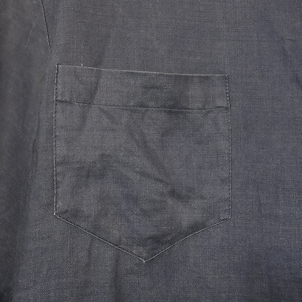 Vintage 100% Linen Short Sleeve Shirt Women's Size M Blue Button Down Breathable - Picture 6 of 13